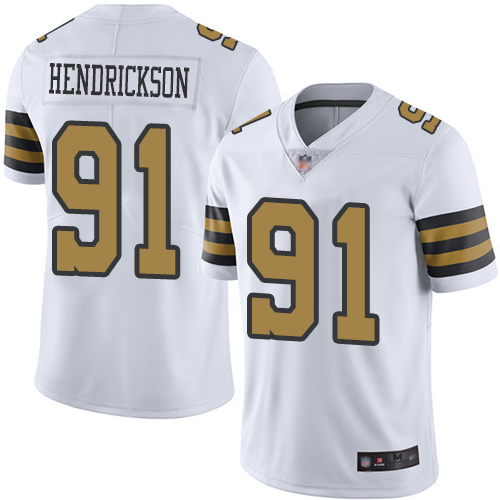 Men New Orleans Saints Limited White Trey Hendrickson Jersey NFL Football #91 Rush Vapor Untouchable Jersey